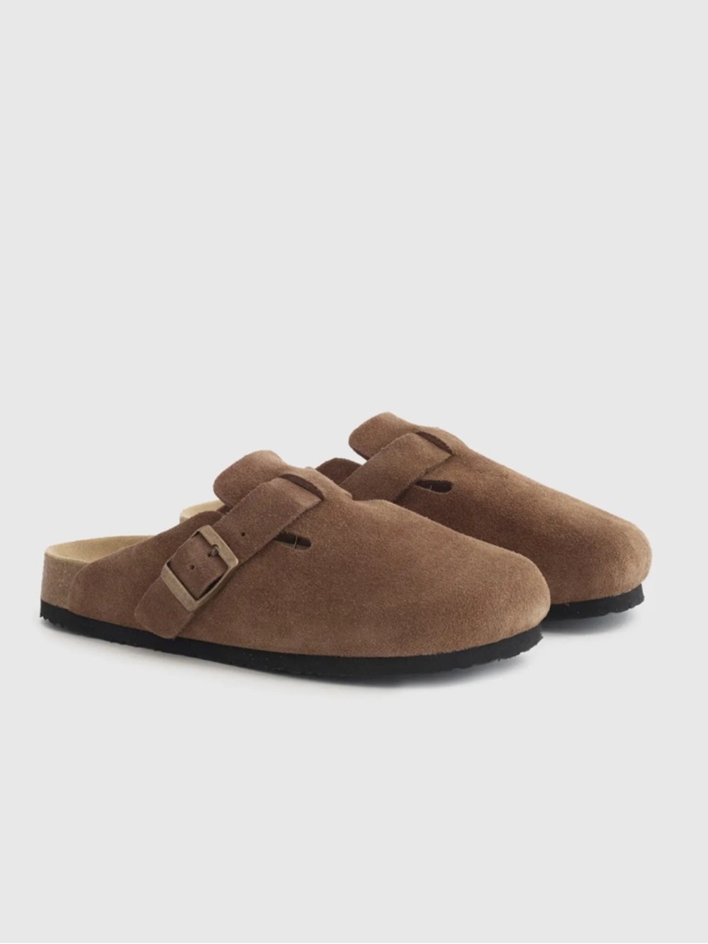 Brown Suede Clog Mules